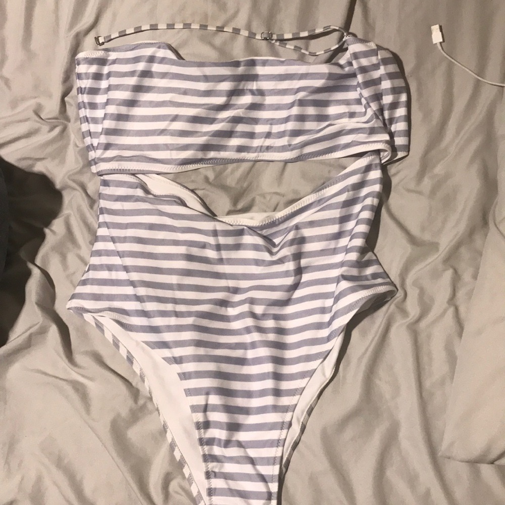 Grey and white swimsuit